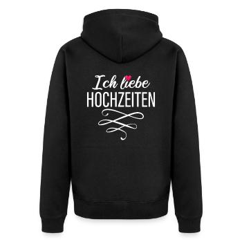 Ich Liebe Hochzeiten - Herz - Unisex Premium Bio Zip Hoodie - Schwarz - Hinten - Nico (187cm)