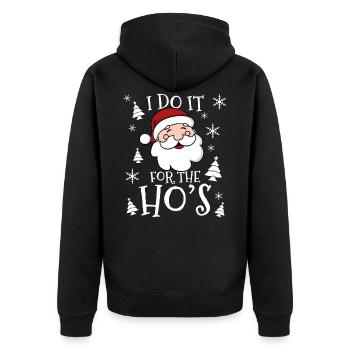 Weihnachtsmann Spruch Lustig Weihnachten Geschenk - Unisex Premium Bio Zip Hoodie - Schwarz - Hinten - Nico (187cm)