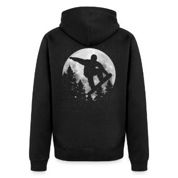 Snowboard - Unisex Premium Bio Zip Hoodie - Schwarz - Hinten - Nico (187cm)