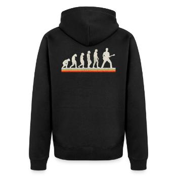 Gitarrist Evolution Vintage Retro Gitarre Geschenk - Unisex Premium Bio Zip Hoodie - Schwarz - Hinten - Nico (187cm)