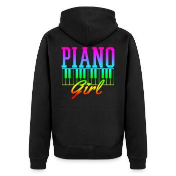 Klavier - Unisex Premium Bio Zip Hoodie - Schwarz - Hinten - Nico (187cm)