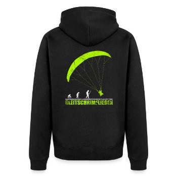 Gleitschirmfliegen Evolution Geschenk - Unisex Premium Bio Zip Hoodie - Schwarz - Hinten - Nico (187cm)
