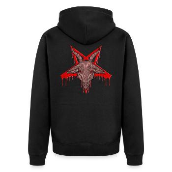 Tête de chèvre pentagramme satanique Halloween 666 - Veste à capuche bio Premium Unisexe - noir - Dos - Nico (187cm)