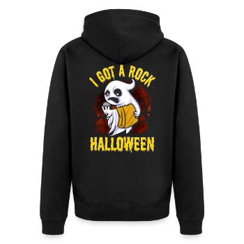 J'ai un rocher d'Halloween - Veste à capuche bio Premium Unisexe - noir - Dos - Nico (187cm)