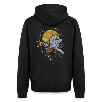 Unicorn Pegasus Skeleton flying among Stars - Unisex Premium Organic Zip Hoodie - black - Back - Nico (187cm)