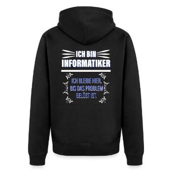 Ich Bin Informatiker - Unisex Premium Bio Zip Hoodie - Schwarz - Hinten - Nico (187cm)
