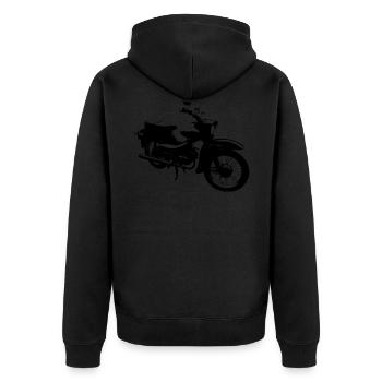 Simson Star schwarz - Unisex Premium Bio Zip Hoodie - Schwarz - Hinten - Nico (187cm)