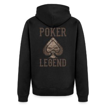 POKER LEGEND Casino Card Player Gift - Unisex Premium Organic Zip Hoodie - black - Back - Nico (187cm)