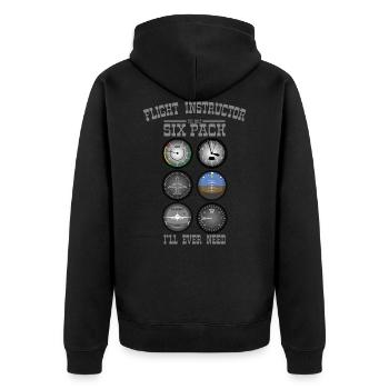 FLIGHT INSTRUCTOR SIXPACK Gift For Flight Instructors - Unisex Premium Organic Zip Hoodie - black - Back - Nico (187cm)