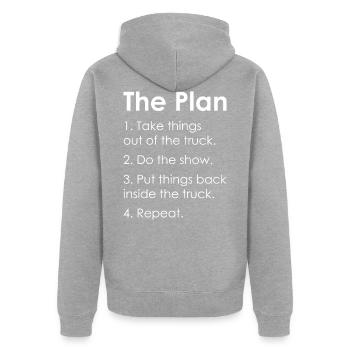 STAGEHAND CREW PLAN lighting technician gift - Unisex Premium Organic Zip Hoodie - heather grey - Back - Nico (187cm)
