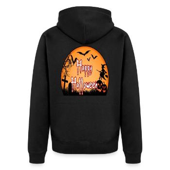 Halloween - Unisex Premium Organic Zip Hoodie - black - Back - Nico (187cm)