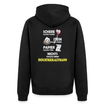 Industriekaufmann Spruch Design - Unisex Premium Bio Zip Hoodie - Schwarz - Hinten - Nico (187cm)