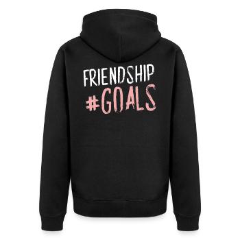 friendship goals hashtag - Unisex Premium Bio Zip Hoodie - Schwarz - Hinten - Nico (187cm)