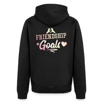 friendship goals hashtag - Unisex Premium Bio Zip Hoodie - Schwarz - Hinten - Nico (187cm)