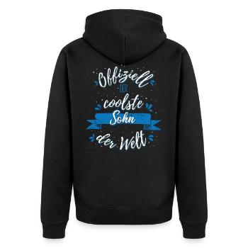 Offiziell der coolste Sohn der Welt - Unisex Premium Bio Zip Hoodie - Schwarz - Hinten - Nico (187cm)