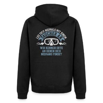 Diving - Diver Saying Funny Gift - Unisex Premium Organic Zip Hoodie - black - Back - Nico (187cm)