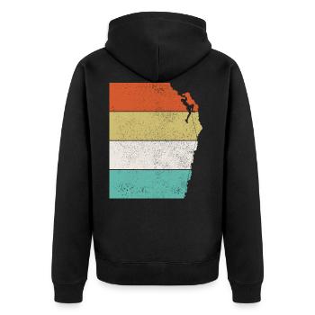 Klettern Vintage Retro Kletterer Geschenk - Unisex Premium Bio Zip Hoodie - Schwarz - Hinten - Nico (187cm)