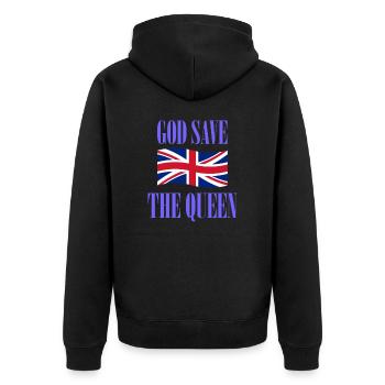 God save the Queen - Unisex Premium Bio Zip Hoodie - Schwarz - Hinten - Nico (187cm)