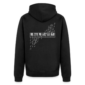 Klavier - Unisex Premium Bio Zip Hoodie - Schwarz - Hinten - Nico (187cm)
