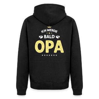 Ich werde bald Opa - Unisex Premium Bio Zip Hoodie - Schwarz - Hinten - Nico (187cm)