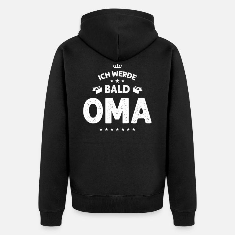Ich werde bald Oma - Unisex Premium Bio Zip Hoodie - Schwarz