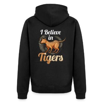 Tasmanischer Tiger - Unisex Premium Bio Zip Hoodie - Schwarz - Hinten - Nico (187cm)