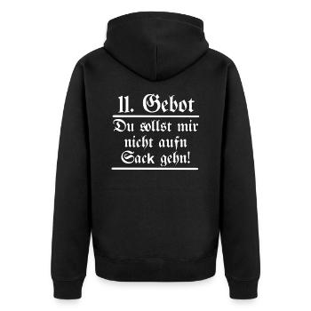 du sollst mir nicht auf den sack gehen 11 gebot - Unisex Premium Bio Zip Hoodie - Schwarz - Hinten - Nico (187cm)