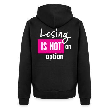 Krebs Kampf - Unisex Premium Bio Zip Hoodie - Schwarz - Hinten - Nico (187cm)