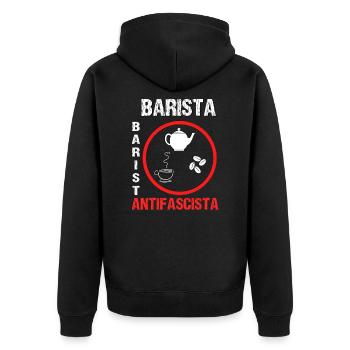 Barista Barista Antifascista - Veste à capuche bio Premium Unisexe - noir - Dos - Nico (187cm)