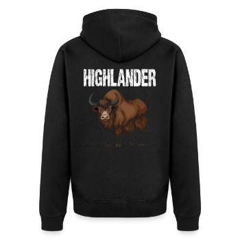 Scottish Highland Cattle - Unisex Premium Organic Zip Hoodie - black - Back - Nico (187cm)
