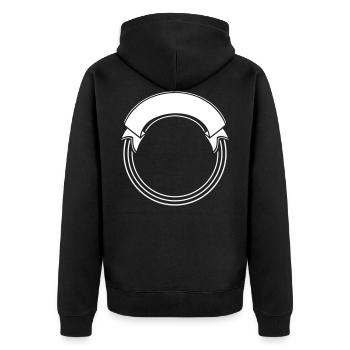 Banner Kreis Bogen Kranz Rahmen Fotorahmen Vorlage - Unisex Premium Bio Zip Hoodie - Schwarz - Hinten - Nico (187cm)
