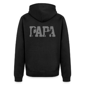 Jäger Papa Geschenk - Unisex Premium Bio Zip Hoodie - Schwarz - Hinten - Nico (187cm)