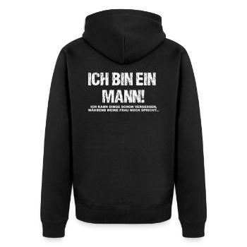 Lustiges Männer Spruch Design über Frauen - Unisex Premium Bio Zip Hoodie - Schwarz - Hinten - Nico (187cm)