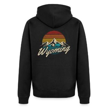 Wyoming - Unisex Premium Bio Zip Hoodie - Schwarz - Hinten - Nico (187cm)