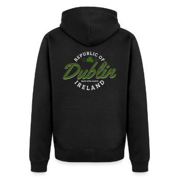 Dublin Ireland - Unisex Premium Organic Zip Hoodie - black - Back - Nico (187cm)