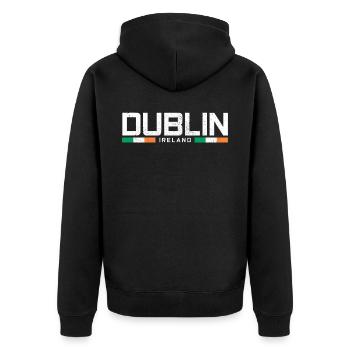 Dublin Irland Souvenir - Unisex Premium Bio Zip Hoodie - Schwarz - Hinten - Nico (187cm)