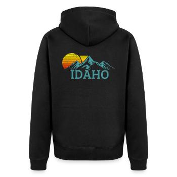 Souvenirs vintage Idaho USA - Veste à capuche bio Premium Unisexe - noir - Dos - Nico (187cm)