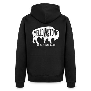 Souvenir des États-Unis du bison du parc national de Yellowstone - Veste à capuche bio Premium Unisexe - noir - Dos - Nico (187cm)
