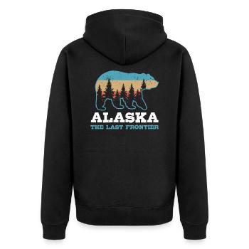 Alaska vintage grizzly bear nature souvenir - Unisex Premium Organic Zip Hoodie - black - Back - Nico (187cm)