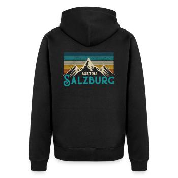 Salzburg Österreich - Unisex Premium Bio Zip Hoodie - Schwarz - Hinten - Nico (187cm)