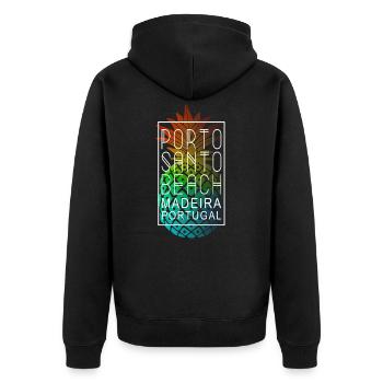 Porto Santo Madeira Portugal Ananas - Unisex Premium Bio Zip Hoodie - Schwarz - Hinten - Nico (187cm)