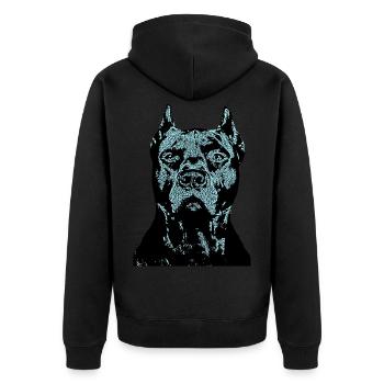 Bulldogge Kampfhund Cane Corso Hundekopf - Unisex Premium Bio Zip Hoodie - Schwarz - Hinten - Nico (187cm)