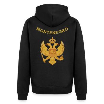 Montenegro - Unisex Premium Bio Zip Hoodie - Schwarz - Hinten - Nico (187cm)