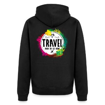 Voyage proverbe - Veste à capuche bio Premium Unisexe - noir - Dos - Nico (187cm)