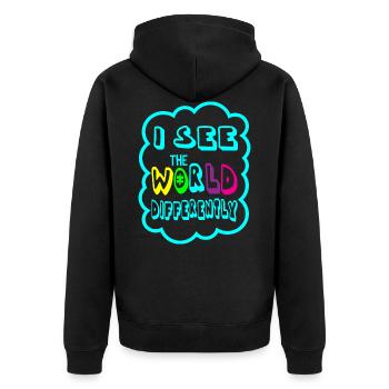 LE MONDE DE L'AUTISME EST DIFFÉRENT Cadeau pour les personnes autistes - Veste à capuche bio Premium Unisexe - noir - Dos - Nico (187cm)