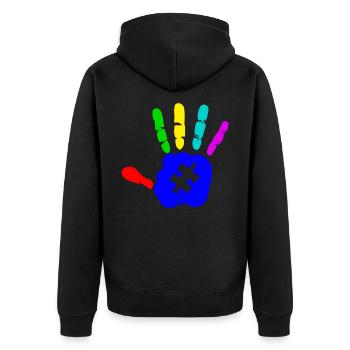 AUTISM PUZZLE HAND Cadeau de sensibilisation à l'autisme - Veste à capuche bio Premium Unisexe - noir - Dos - Nico (187cm)