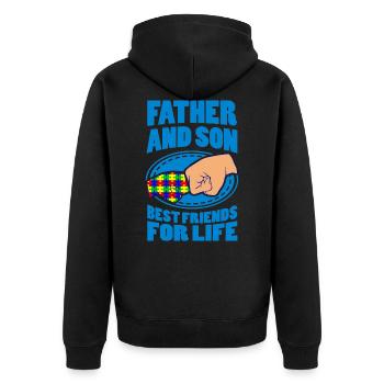 AUTISME PÈRE et fils cadeau papa autiste - Veste à capuche bio Premium Unisexe - noir - Dos - Nico (187cm)