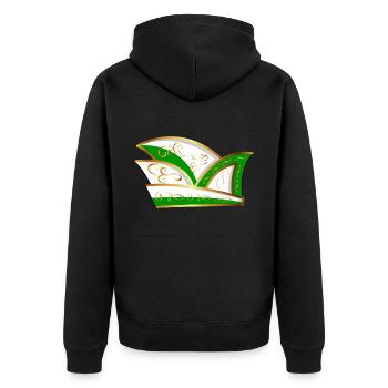 COMMITTEEN HAT GREEN WHITE CARNIVAL fool's cap - Unisex Premium Organic Zip Hoodie - black - Back - Nico (187cm)