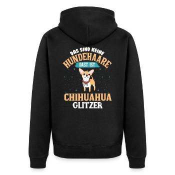 Lustiges Chihuahua Motiv - Unisex Premium Bio Zip Hoodie - Schwarz - Hinten - Nico (187cm)
