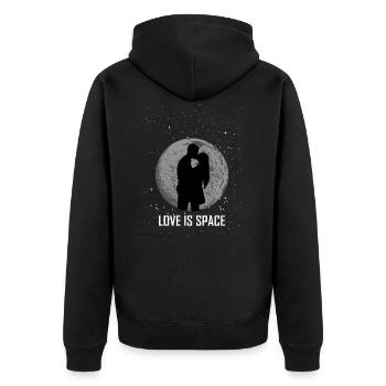 L'AMOUR EST ESPACE cadeau de valentine de l'espace - Veste à capuche bio Premium Unisexe - noir - Dos - Nico (187cm)